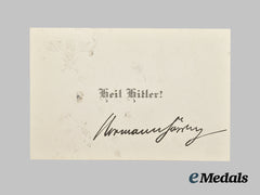 Germany, Luftwaffe. A Reichsmarschall Hermann Göring Calling Card, with Facsimile Signature