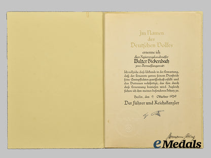germany,_third_reich._a_promotion_document_to_government_land_surveyor_walter_bickenbach,_with_hermann_göring_signature___m_n_c0187