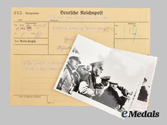 Germany, Kriegsmarine. A 1941 Birthday Greeting from AH to Admiral Otto Schniewind, with Photographs