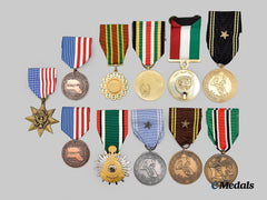 Kuwait, Saudi Arabia, Bahrain, United Arab Emirates, United States. Ten Gulf War Related Liberation of Kuwait Medals 1991