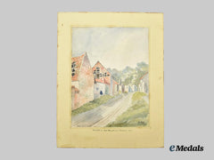Canada, CEF; France. “Village of Aix Neulette, France, 1917” Watercolour by Pte. Jukes