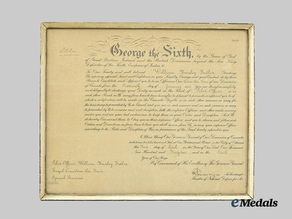 canada,_commonwealth._a_second_war_r_a_f_pilot_officer_appointment_document_to_william_manley_butler,1942___m_n_c0596