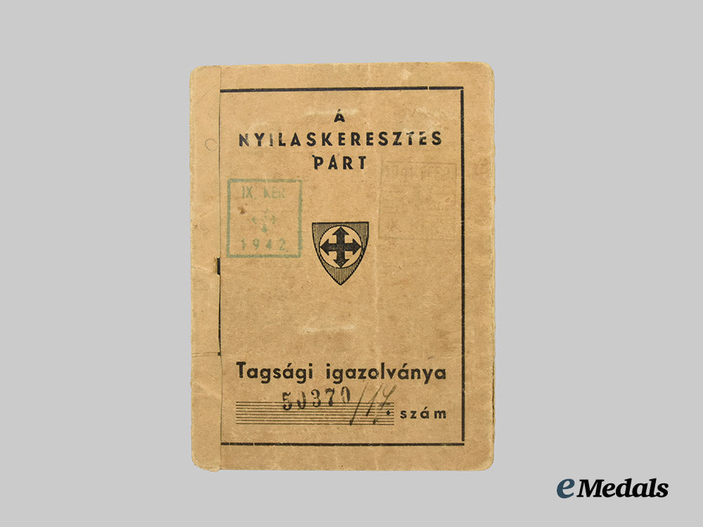 hungary,_kingdom._an_arrow_cross_party_membership_card,_with_pin,_to_janesé_istván___m_n_c0654