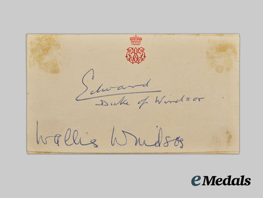 united_kingdom._a_calling_card_with_signatures_belonging_to_edward_v_i_i_i,_former_king_of_england___m_n_c0675