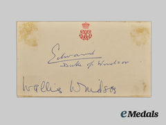 United Kingdom. A Calling Card with Signatures belonging to Edward VIII, Former King of England