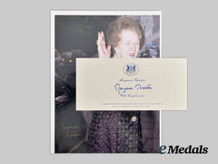 United Kingdom. A Large Signed Photograph and Calling Card by Former British Prime Minister Margaret Thatcher