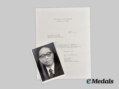China, Republic. A Signed Photograph of the President of China Chia-Kan Yen with Accompanying Letter