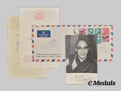 Tebet. A Signed Photograph of His Holiness the 14th Dalai Lama (Tenzin Gyatso) with Accompanying Letter
