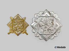 Czechoslovakia, I Republic. A Pair of Headgear Insignia, c.1936