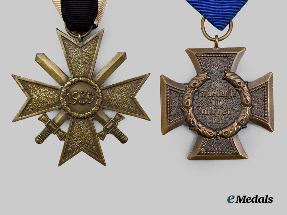 germany,_third_reich._a_pair_of_awards_for_customs_and_second_world_war_service,_with_matching_ribbon_bar___m_n_c1049