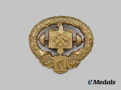 Germany, Third Reich. A DRL Heavy Athletics Sports Badge, Type II, in Bronze
