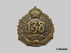 Canada, CEF. A 138th Infantry Battalion "Edmonton Battalion" Cap Badge, Type I with "Overseas Battalion"