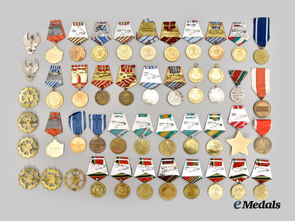 bulgaria,_poland,_romania,_soviet_union,_yugoslavia._lot_of_forty_eastern_european_socialist_medals_and_eight_assorted_badges___m_n_c1178