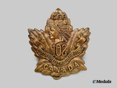 Canada, CEF. A 102nd Infantry Battalion "North British Columbians" Cap Badge, Type II without "Overseas"