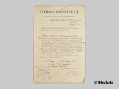Italy, Kingdom. A Final Decision from King Vittorio Emanuele III regarding the Pension of Giceppa Alberto, C. 1921