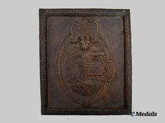 Germany, Wehrmacht. A POW Trench Art Panzer Assault Badge Plaque