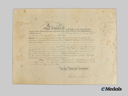 united_kingdom._a_document_signed_by_king_edward_v_i_i_i_and_prime_minister_anthony_eden,_to_signor_raffaele_casertano___m_n_c1564