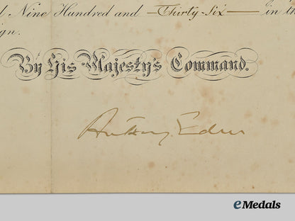 united_kingdom._a_document_signed_by_king_edward_v_i_i_i_and_prime_minister_anthony_eden,_to_signor_raffaele_casertano___m_n_c1565