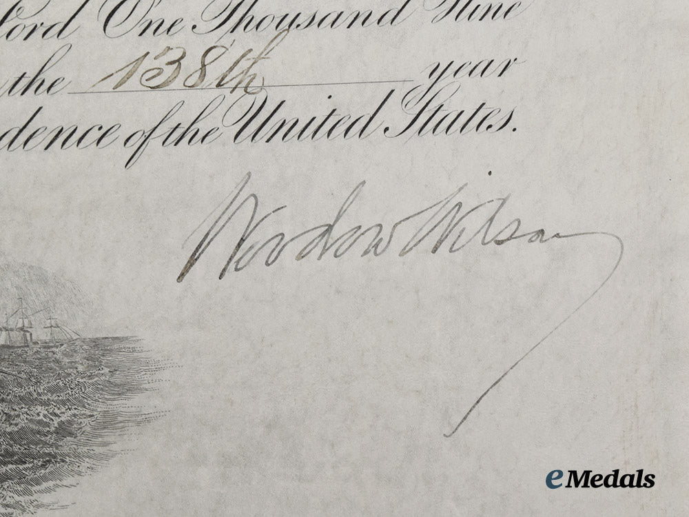 united_states._a_document_signed_by28th_u_s_president_woodrow_wilson_to_warner_w._bayley___m_n_c1570