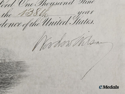 united_states._a_document_signed_by28th_u_s_president_woodrow_wilson_to_warner_w._bayley___m_n_c1570