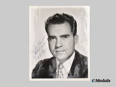 United States. A Signed Photograph of a Young Richard Nixon to Joe Forest