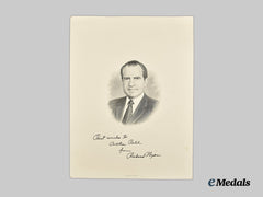 United States. A Signed Art Print of 37th President of the United States Richard Nixon to Arthur Bell
