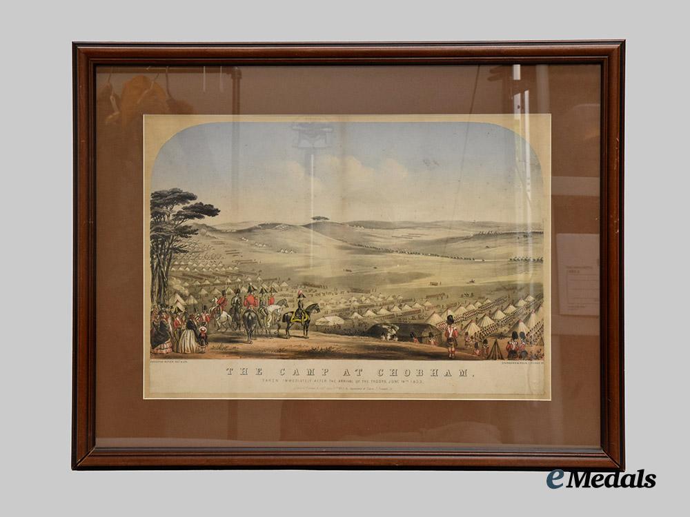 united_kingdom._a_period_coloured&_framed_lithograph_of“_the_camp_at_chobham-_taken_immediately_after_the_arrival_of_the_troops,_june14th,1853”,_by_augustus_butler___m_n_c1639