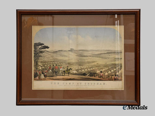 united_kingdom._a_period_coloured&_framed_lithograph_of“_the_camp_at_chobham-_taken_immediately_after_the_arrival_of_the_troops,_june14th,1853”,_by_augustus_butler___m_n_c1639