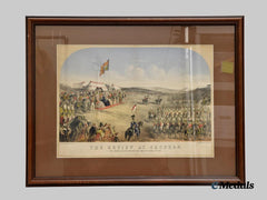 United Kingdom. A Period Coloured & Framed Lithograph of “The Review at Chobham - The Troops Passing Before Her Majesty”, by Augustus Butler