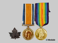 Canada, CEF. A First War Pair to Pte. Edward Riggal, 14th Infantry Battalion, KIA at Mount Sorrel, June 1916