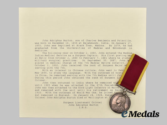 united_kingdom._a_china_war_medal_to_lieutenant_colonel_john_adolphus_burton___m_n_c1862