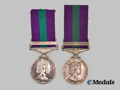 United Kingdom. Two General Service Medals with Arabian Peninsula Clasps