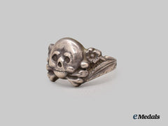 Germany, Wehrmacht. A Totenkopf Ring in Silver
