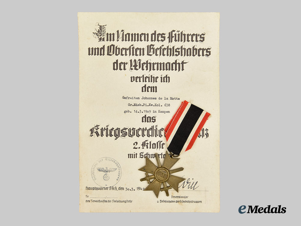 germany,_third_reich._a_group_of_awards_with_documents_to_unteroffizier_johannes_de_la_motte___m_n_c2263