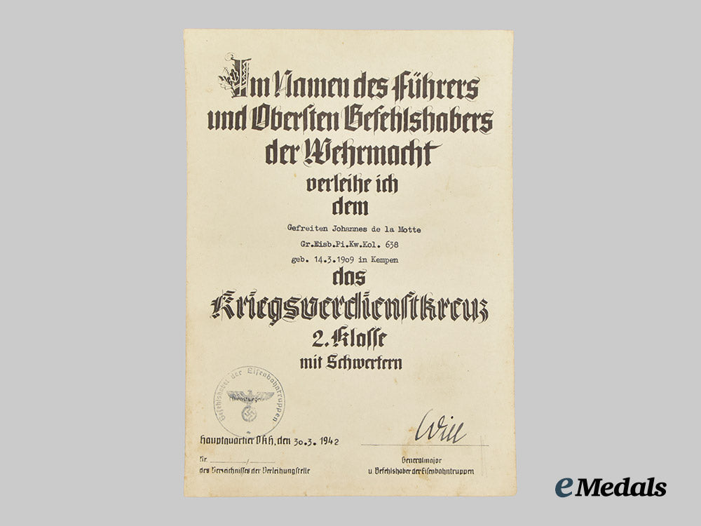 germany,_third_reich._a_group_of_awards_with_documents_to_unteroffizier_johannes_de_la_motte___m_n_c2264