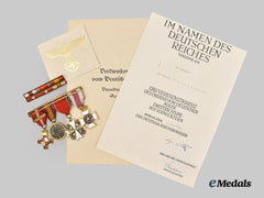 Germany, Third Reich. A German Eagle Order Bar and Document Group to Ignacio Velayos Sanchez