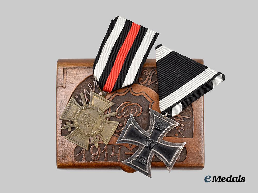 germany,_imperial._a_pair_of_combatant_awards,_with_owner-_attributed_trench_art_box___m_n_c2307