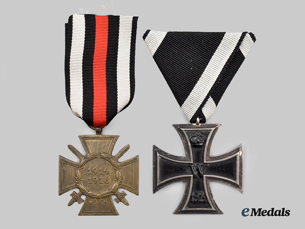 germany,_imperial._a_pair_of_combatant_awards,_with_owner-_attributed_trench_art_box___m_n_c2308