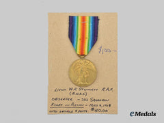 United Kingdom. A First War Victory Medal to Lieutenant Stennett, RAF, KIA in 1918