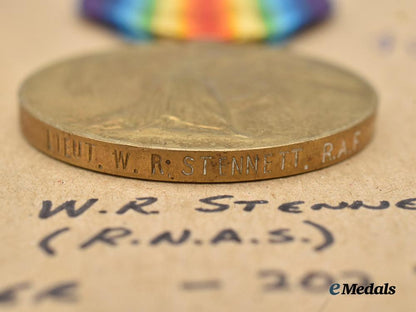 united_kingdom._a_first_war_victory_medal_to_lieutenant_stennett,_r_a_f,_k_i_a_in1918___m_n_c2435