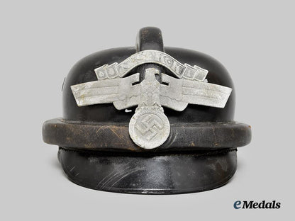 german ss motorcycle helmet D.O.T. German- Dull Black Germany, NSKK. A Crash Helmet,