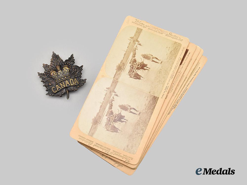 canada,_united_kingdom._a_boer_war_cap_badge_and_five_stereoscope_cards___m_n_c2502