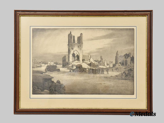 united_kingdom._a_framed_print_of_ypres_during_the_great_war___m_n_c2656
