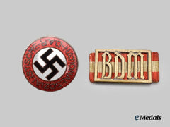 Germany, Third Reich. A Pair of Badges for NSDAP and BDM Personnel
