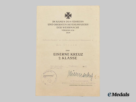germany,_s_s._a1939_iron_cross_i_i_class_award_document_to_unteroffizier_karl_schulz,_s_s-_polizei-_grenadier-_regiment2___m_n_c2953