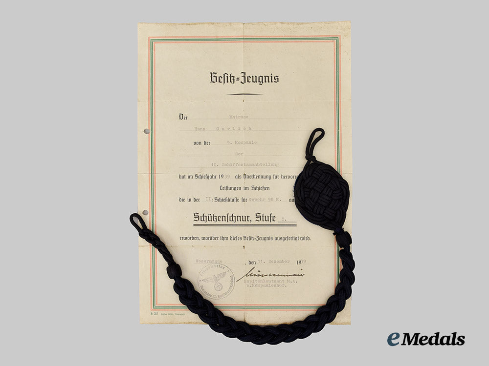 germany,_kriegsmarine._a_marksmanship_lanyard,_grade1_with_award_document,_to_matrose_hans_gurlich___m_n_c3116