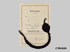 Germany, Kriegsmarine. A Marksmanship Lanyard, Grade 1 with Award Document, to Matrose Hans Gurlich