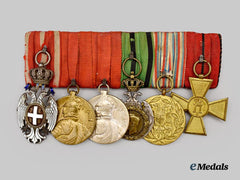 Serbia, Kingdom. An Order of the White Eagle, V Class, Civil Division Five-Piece Medal Bar