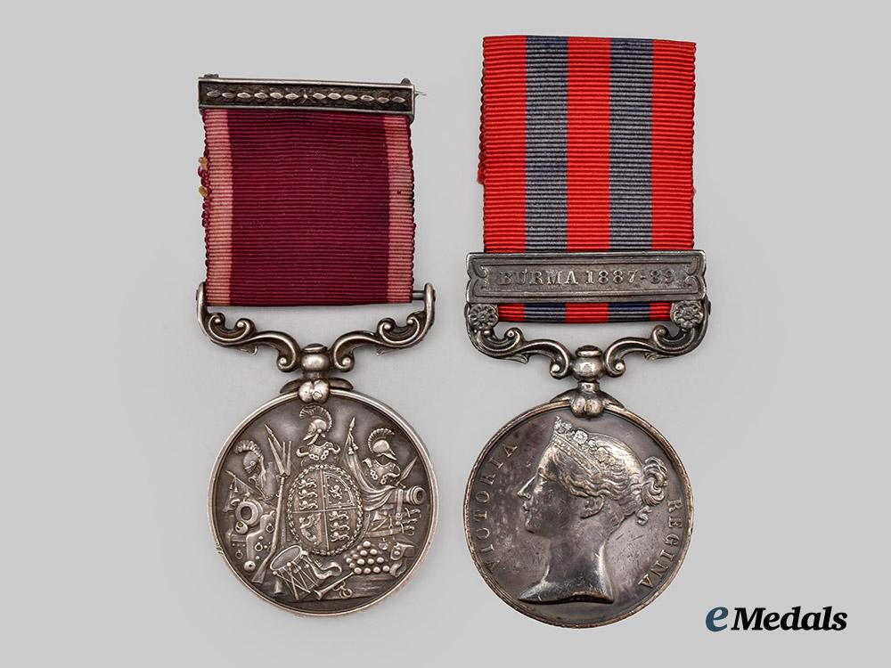 united_kingdom._a_pair_to2634_private_w._jew,_worcestershire_regiment–_india_general_service_medal1854(_burma1887–89_clasp)&_army_long_service_and_good_conduct_medal___m_n_c3345