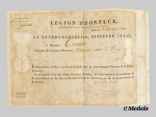 france,_republic._a_legion_of_honour_award_document,_awarded_to_sir_cestori1873___m_n_c3642